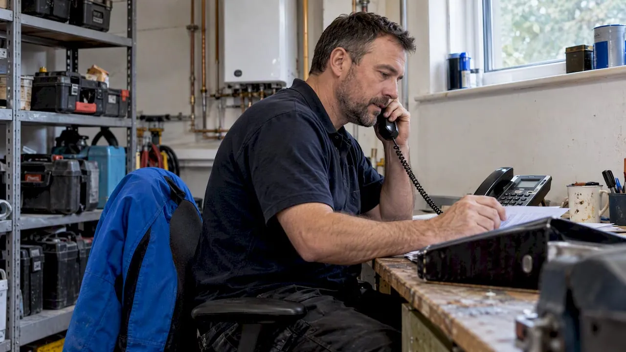 Plumber arranging UK business number porting