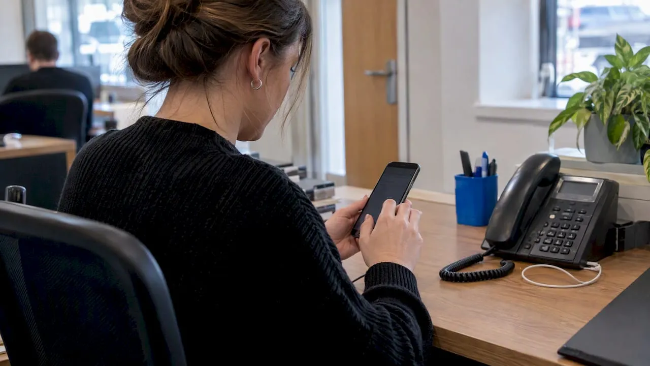 Business owner entering international mobile number