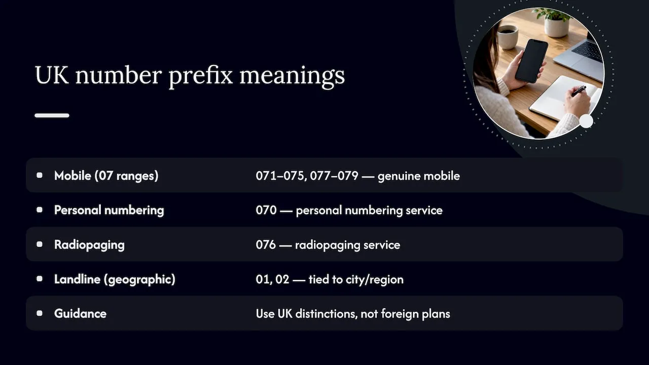 Common distinctions between Russian mobile and landline number formats — overview diagram