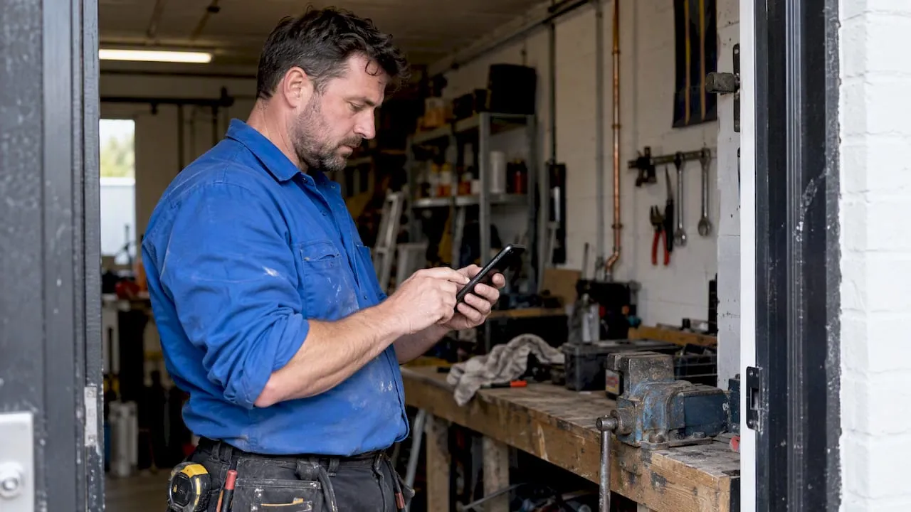 Plumber setting call divert on smartphone