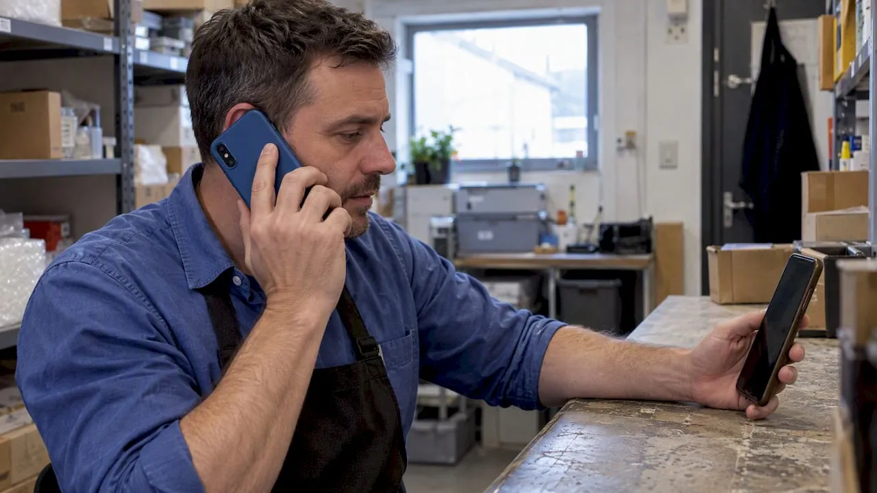 Business owner testing a forwarded call