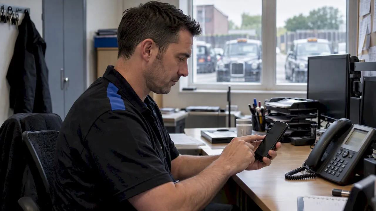 Taxi dispatcher setting phone call forwarding