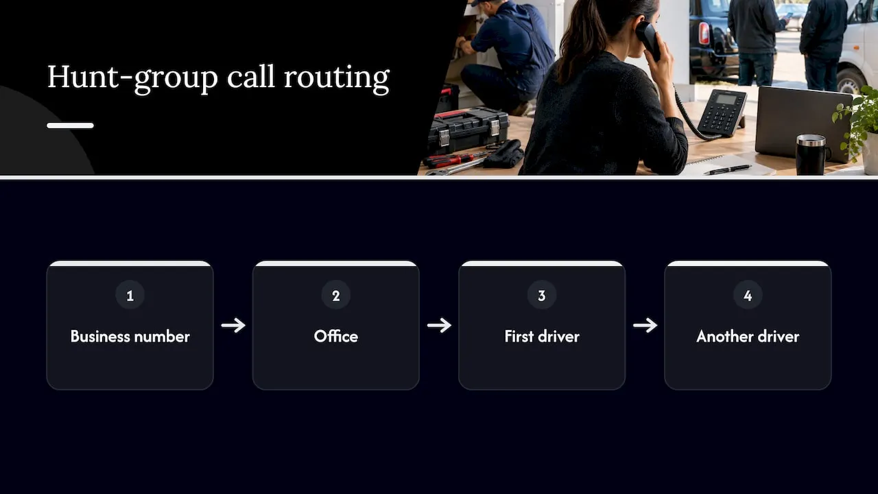 Business call routing from office to drivers