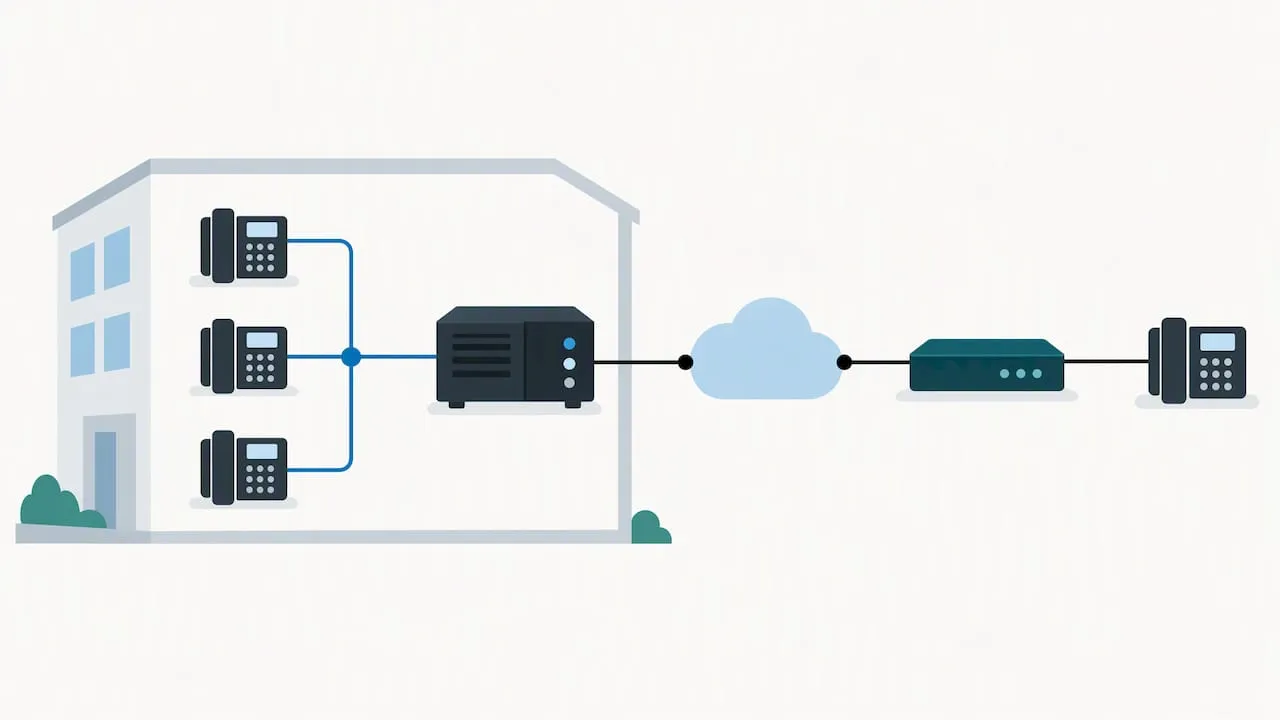 Illustration of IP PBX call routes