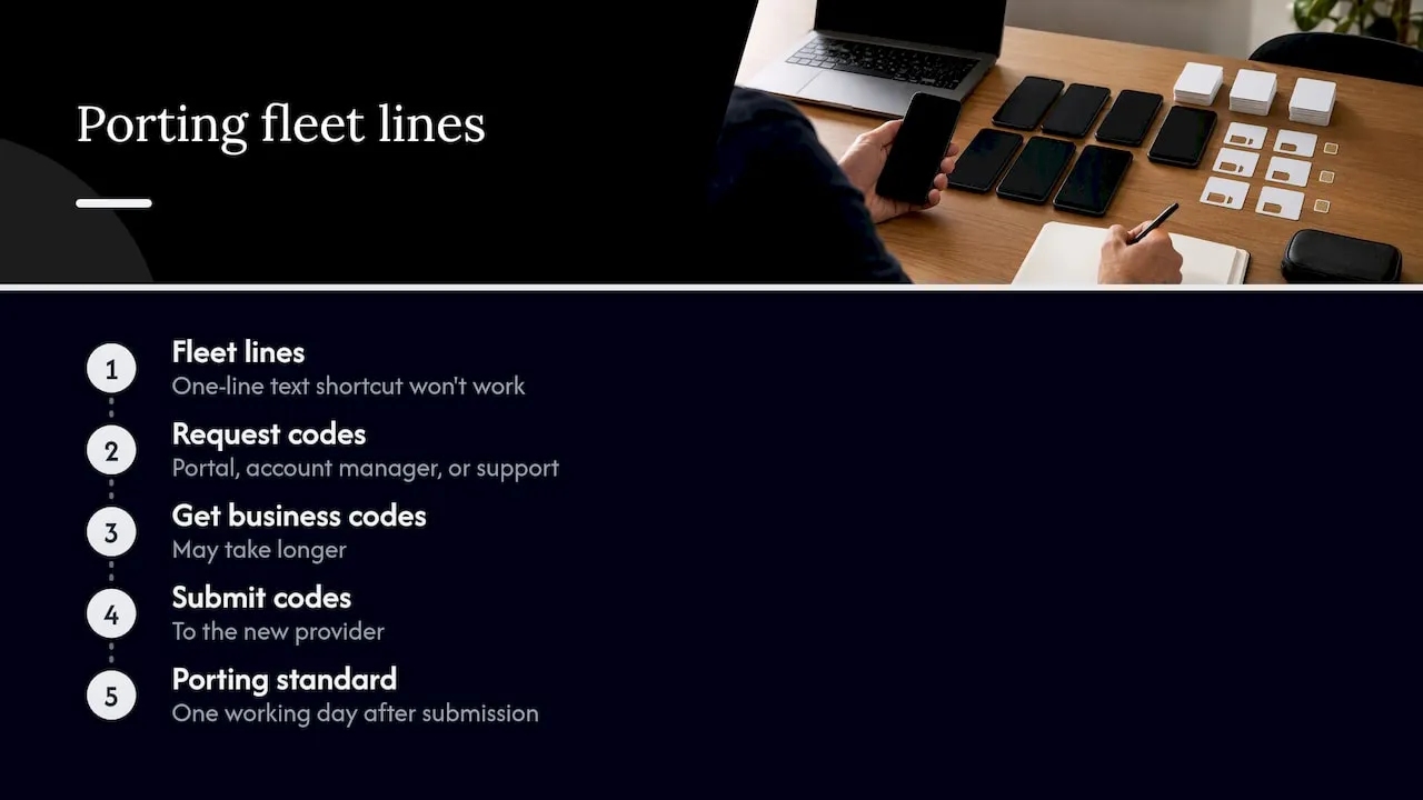 Routes and timing for porting business mobile lines